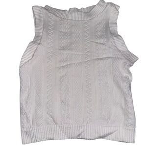 Dynamic White Sleeveless Knit Embossed Top One Size